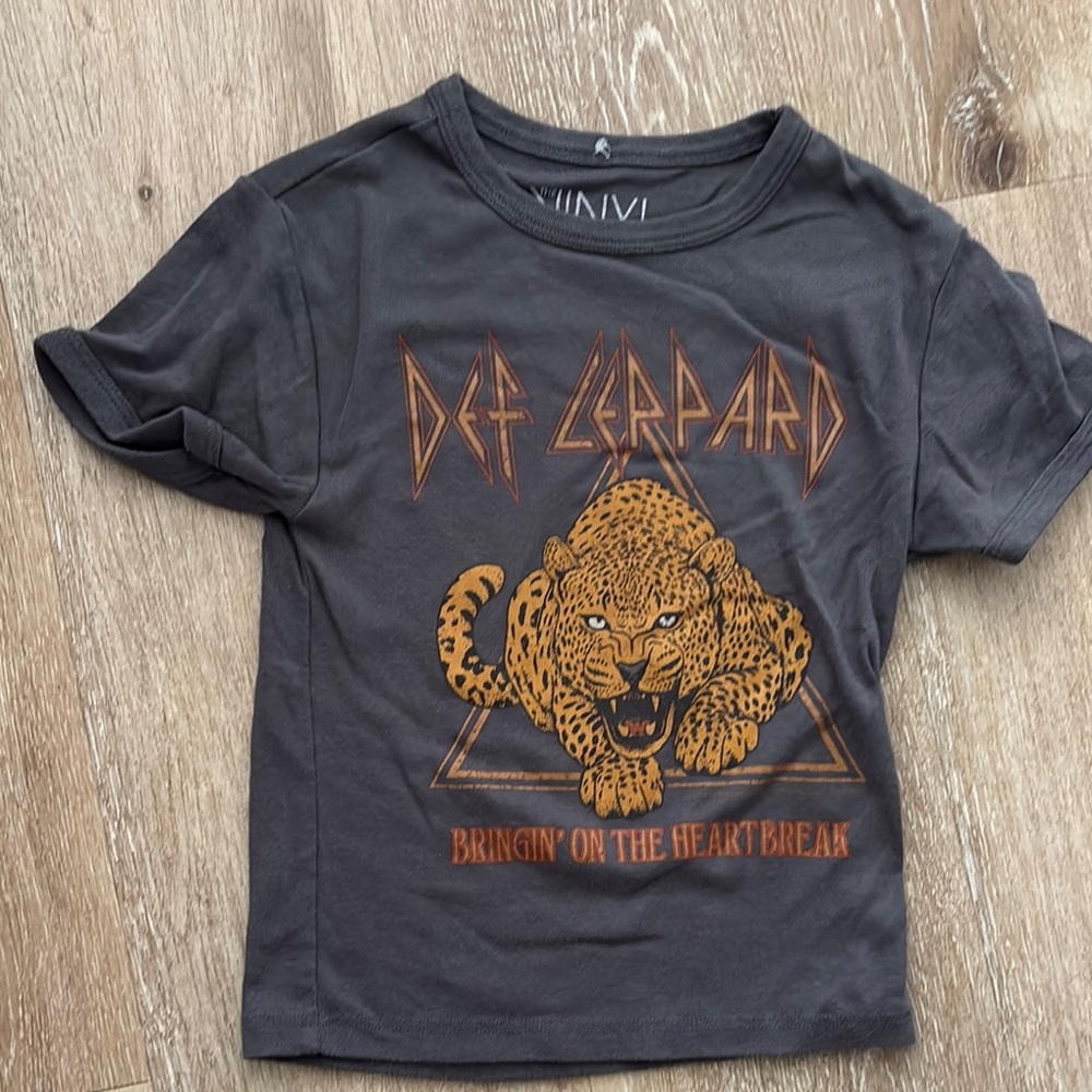 Def leopard. Kids Graphic T-Shirt baby tee  - Gray size XS b